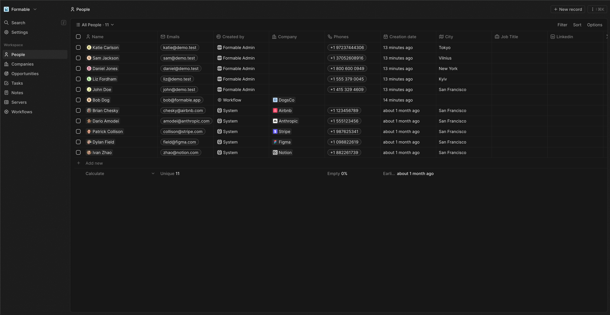 screenshot of self hosted Twenty