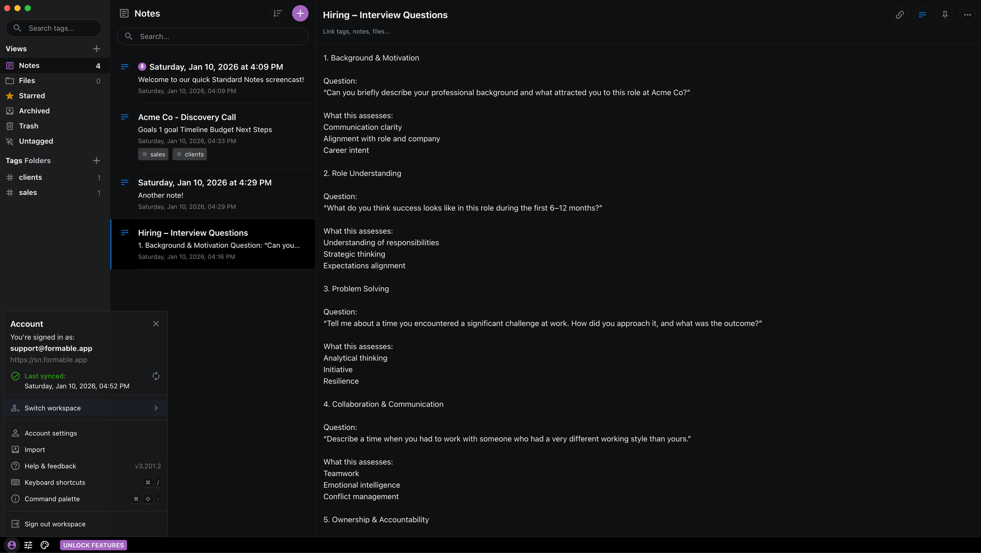 Standard Notes self hosted: private, encrypted notes for business